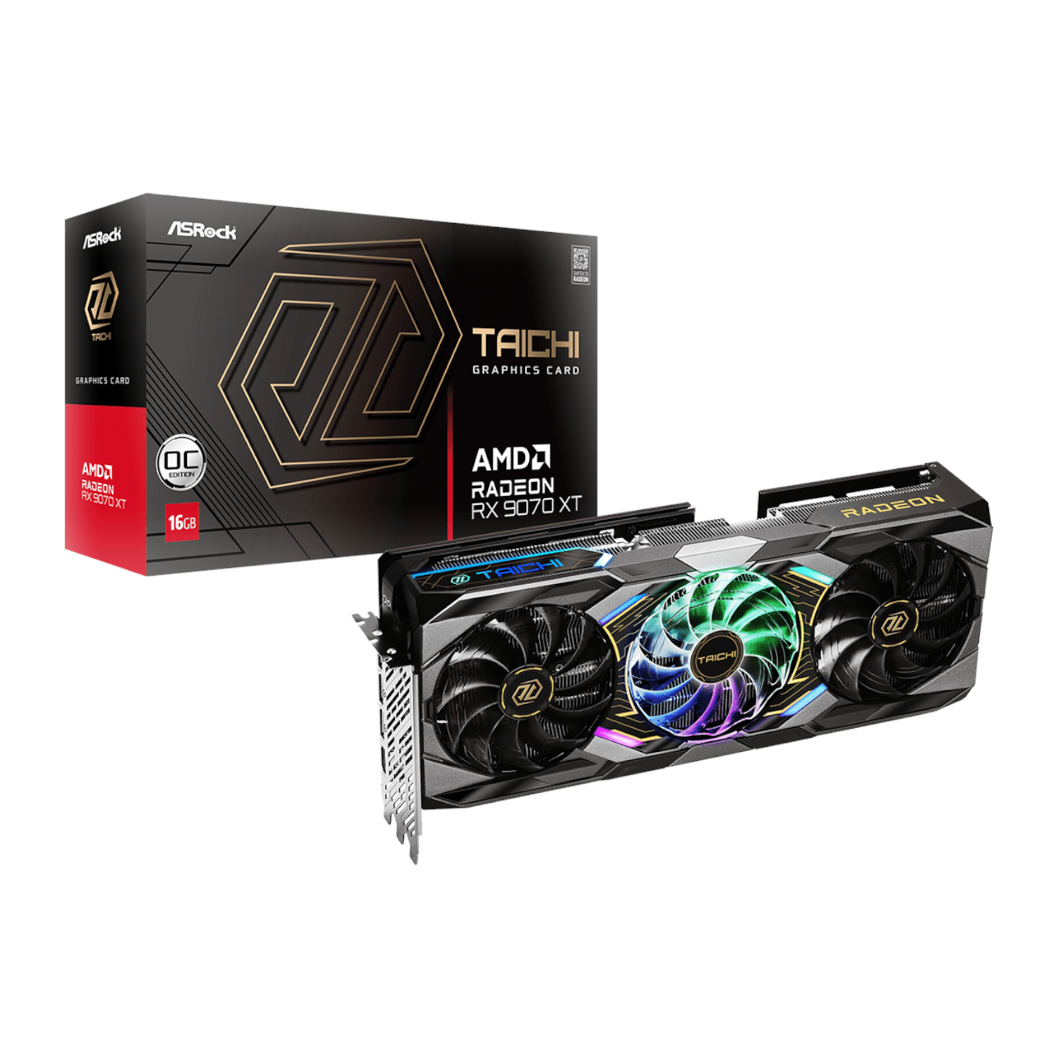 asrock radeon rx9070 xt taichi 16g oc graphics card